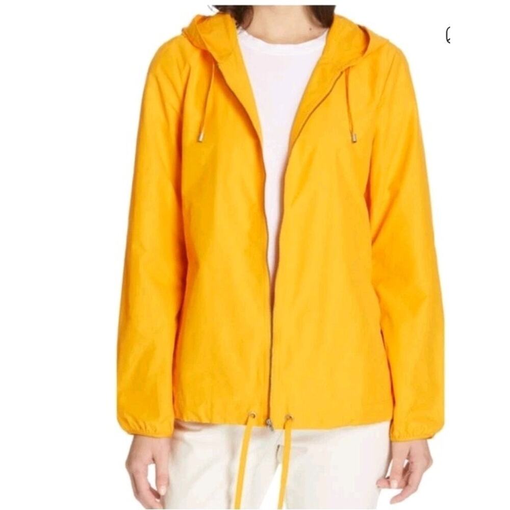 EILEEN FISHER Women's Hooded Windbreaker Front Zip Jacket Mango Orange Sz M